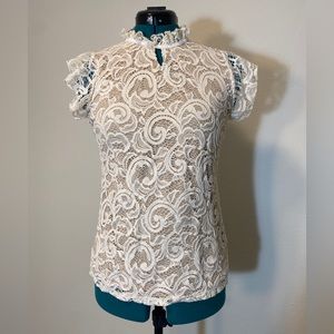 Love Nation Macrame Keyhole Tank Top Blouse